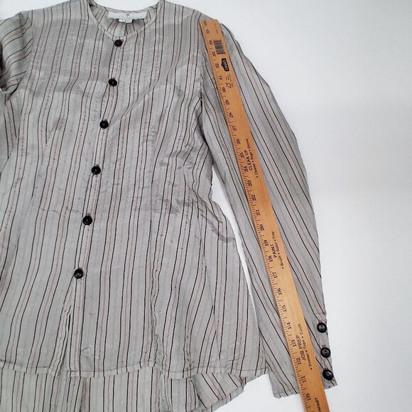 Shack Incorporated J Morgan Puett Taupe Striped Rayon Tunic Top Long Sleeve  S - Picture 11 of 11